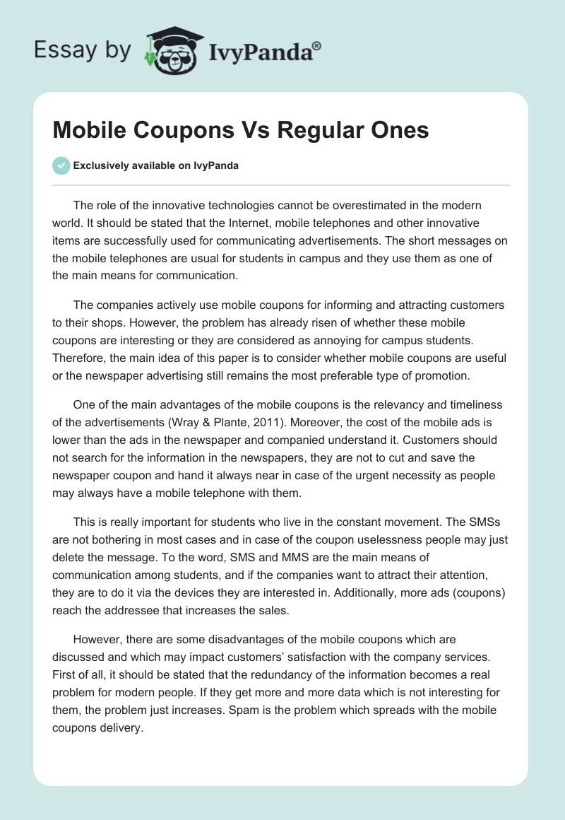 Mobile Coupons Vs Regular Ones. Page 1