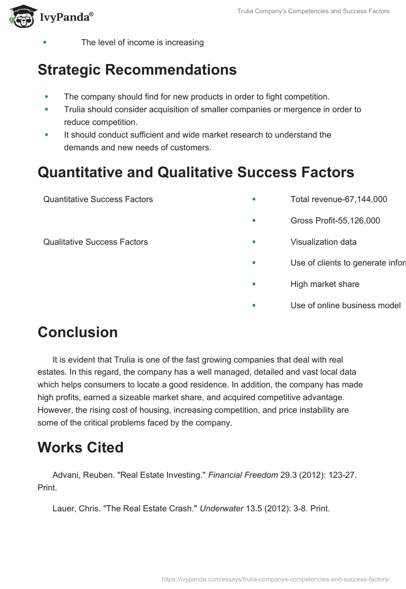 Trulia Company's Competencies and Success Factors. Page 4