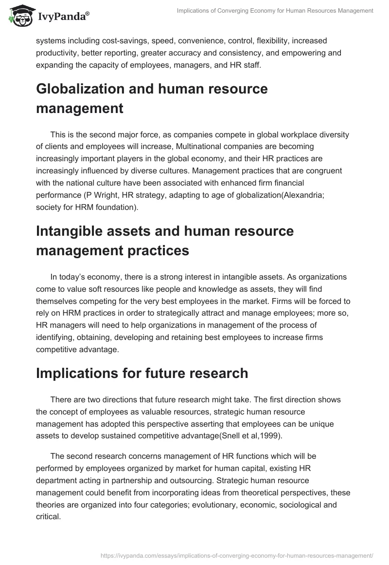 Implications of Converging Economy for Human Resources Management. Page 3