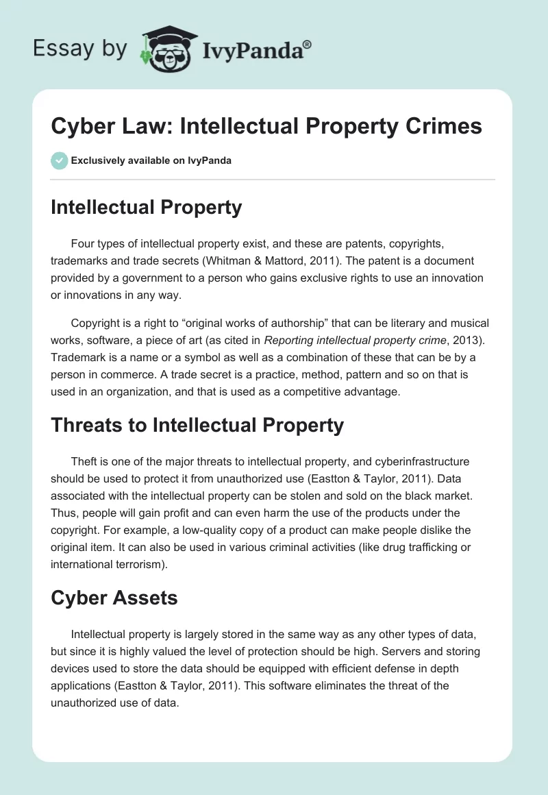 Cyber Law: Intellectual Property Crimes. Page 1