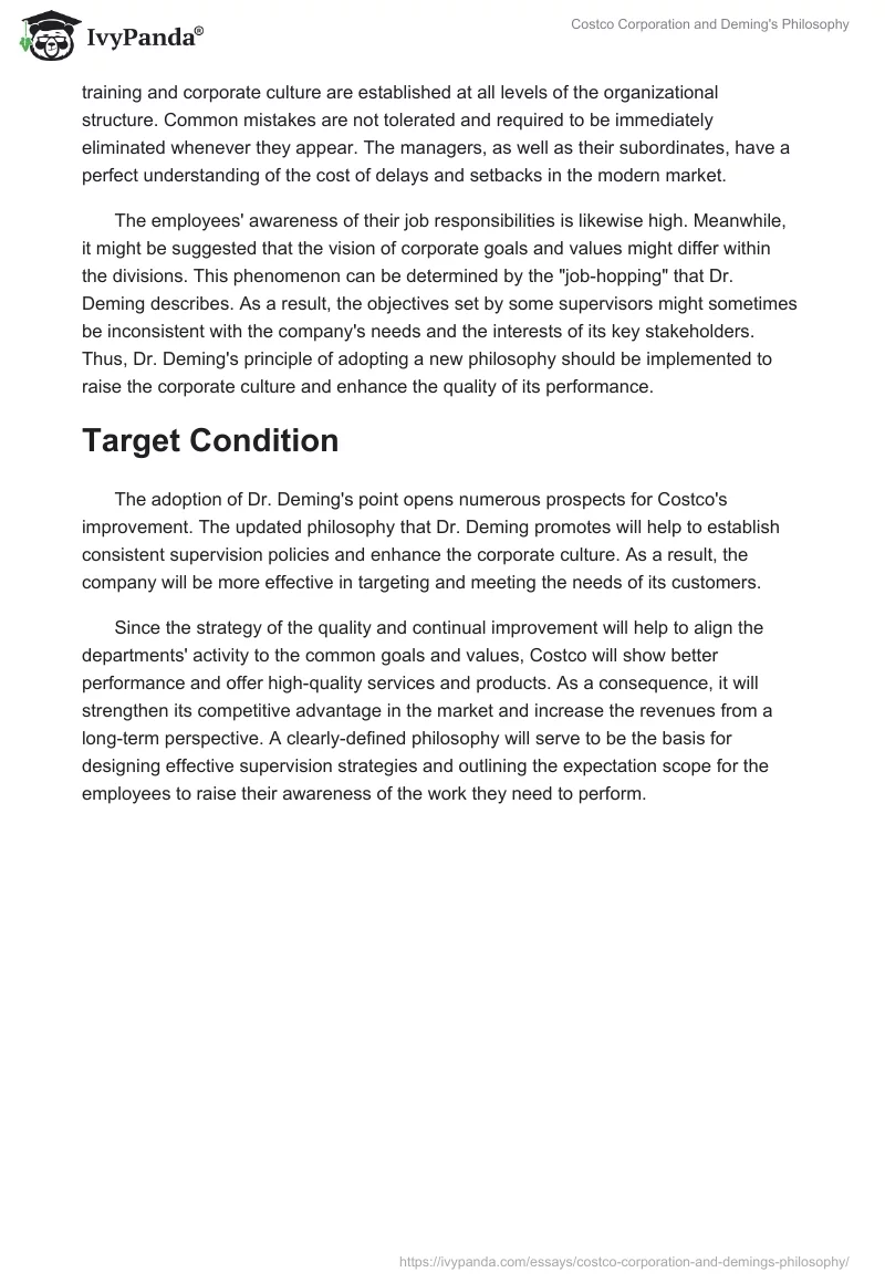Costco Corporation and Deming's Philosophy. Page 2