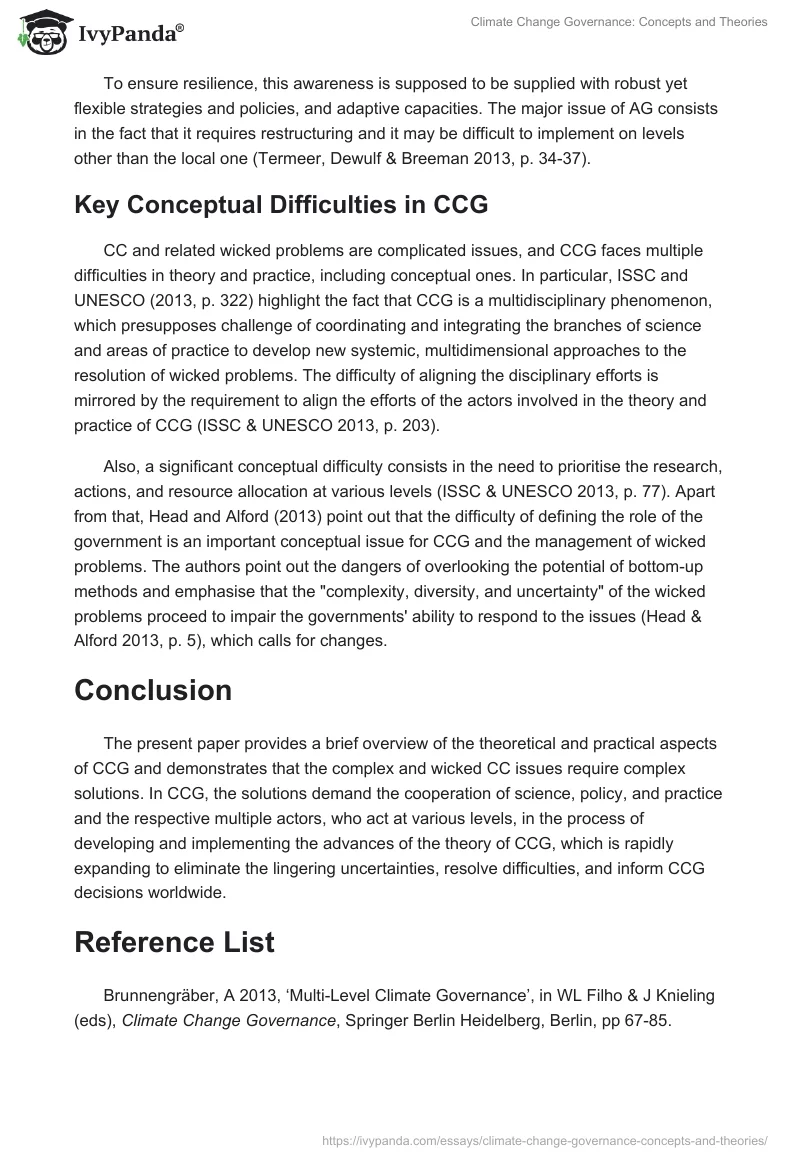 Climate Change Governance: Concepts and Theories. Page 5