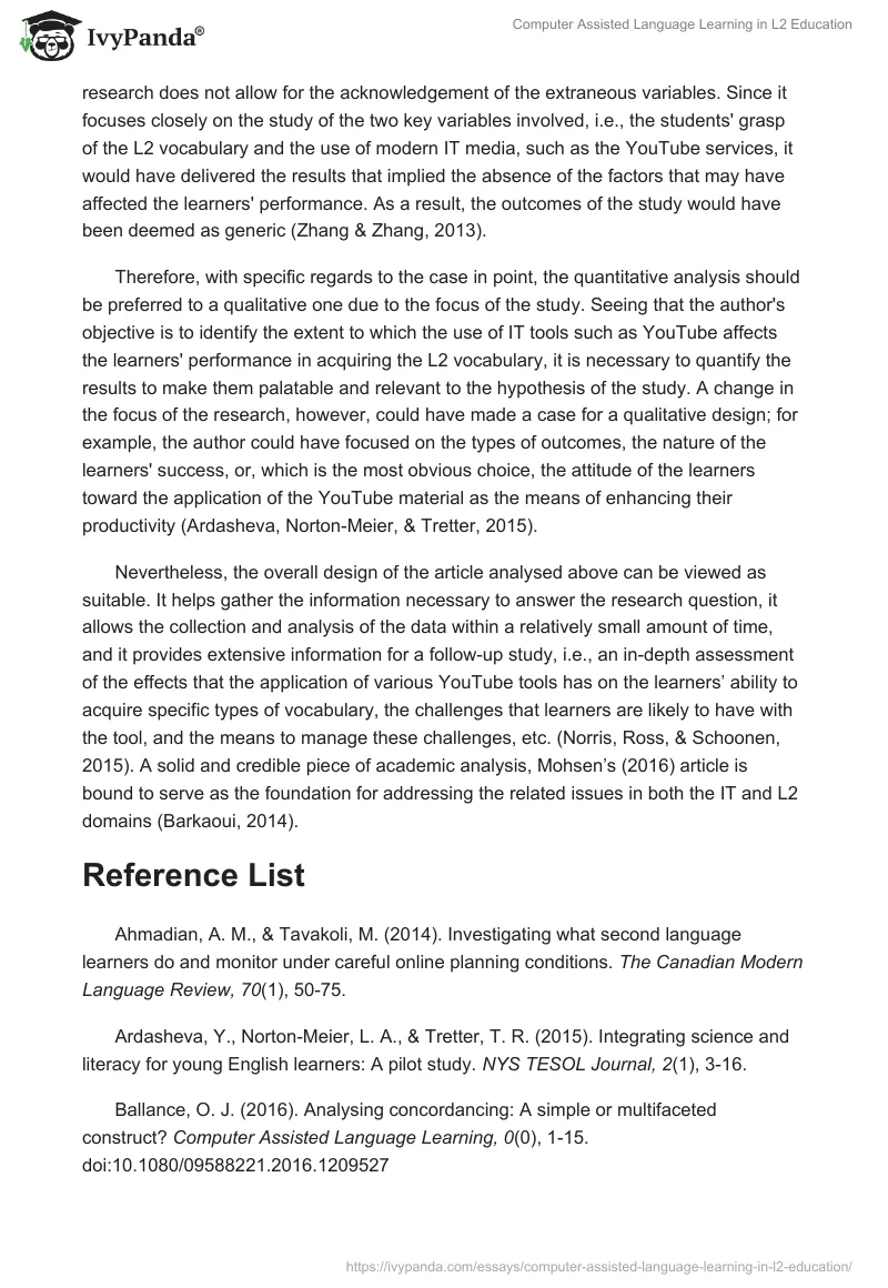 Computer Assisted Language Learning in L2 Education. Page 5