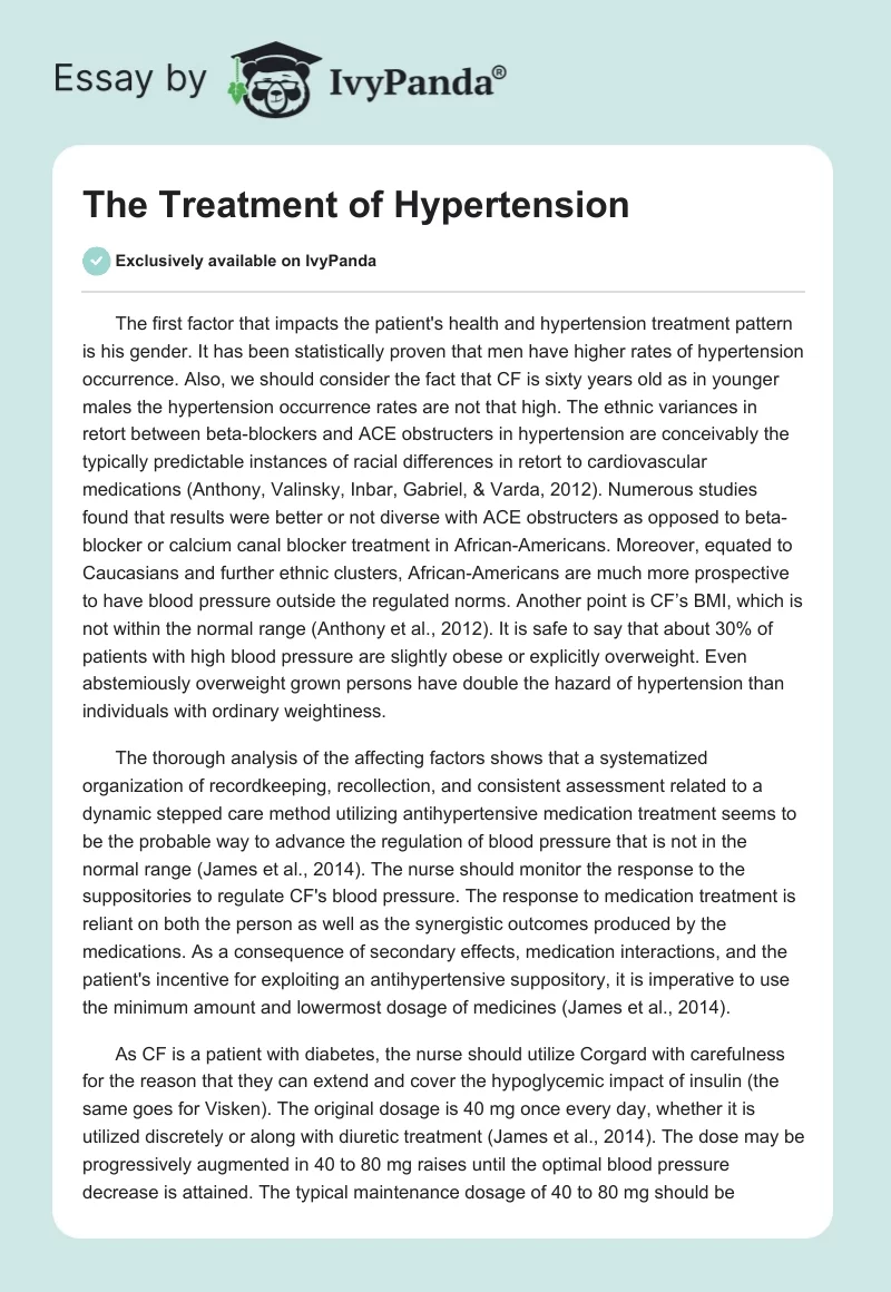 The Treatment of Hypertension. Page 1