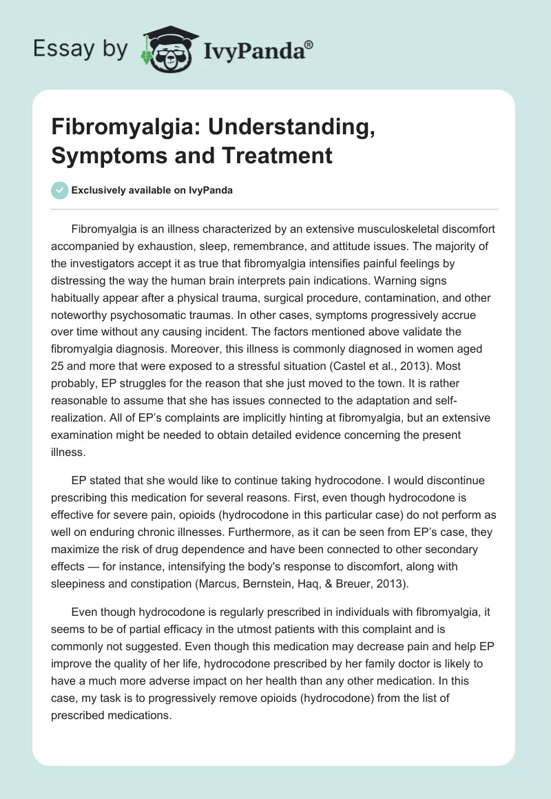 Fibromyalgia: Understanding, Symptoms and Treatment. Page 1