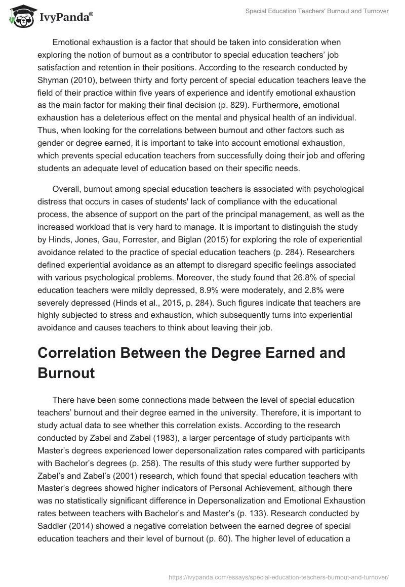 Special Education Teachers' Burnout and Turnover. Page 2