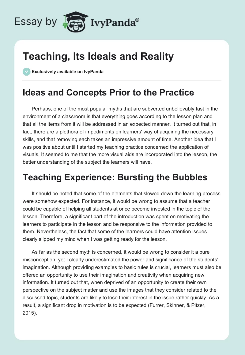 Teaching, Its Ideals and Reality. Page 1