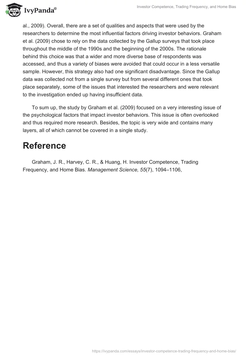 Investor Competence, Trading Frequency, and Home Bias. Page 2