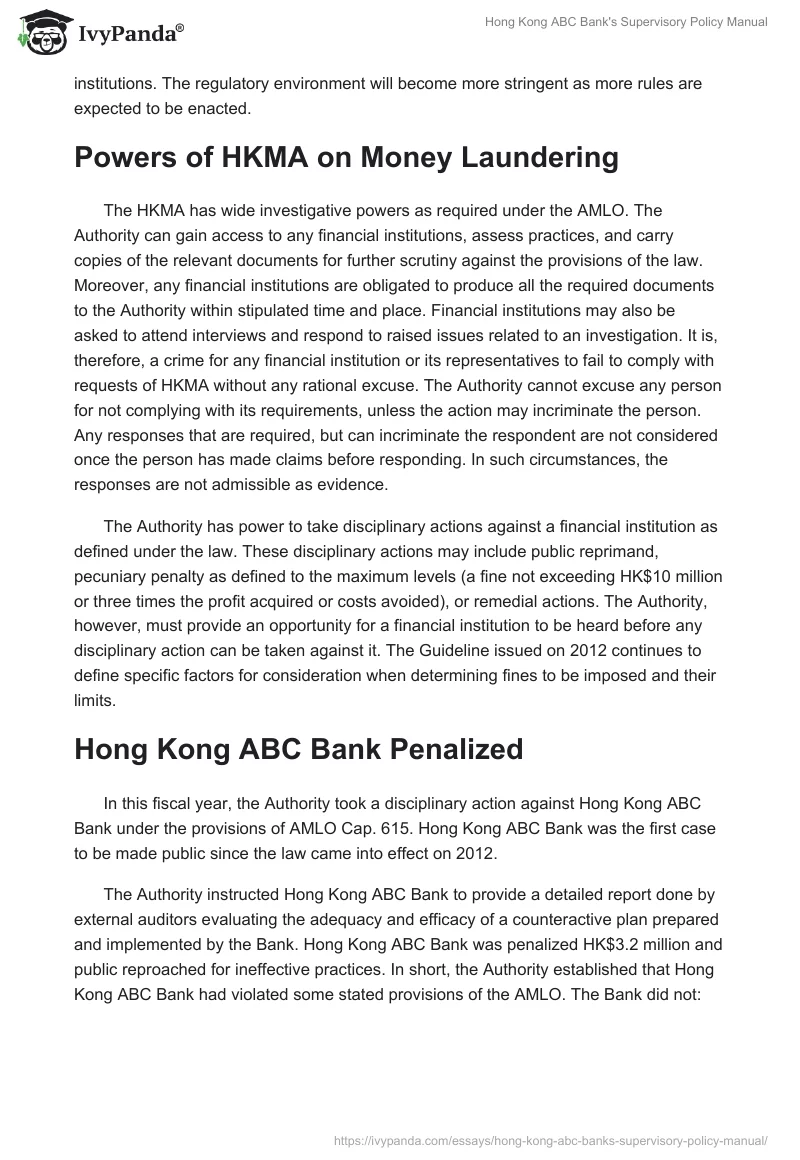 Hong Kong ABC Bank's Supervisory Policy Manual. Page 5