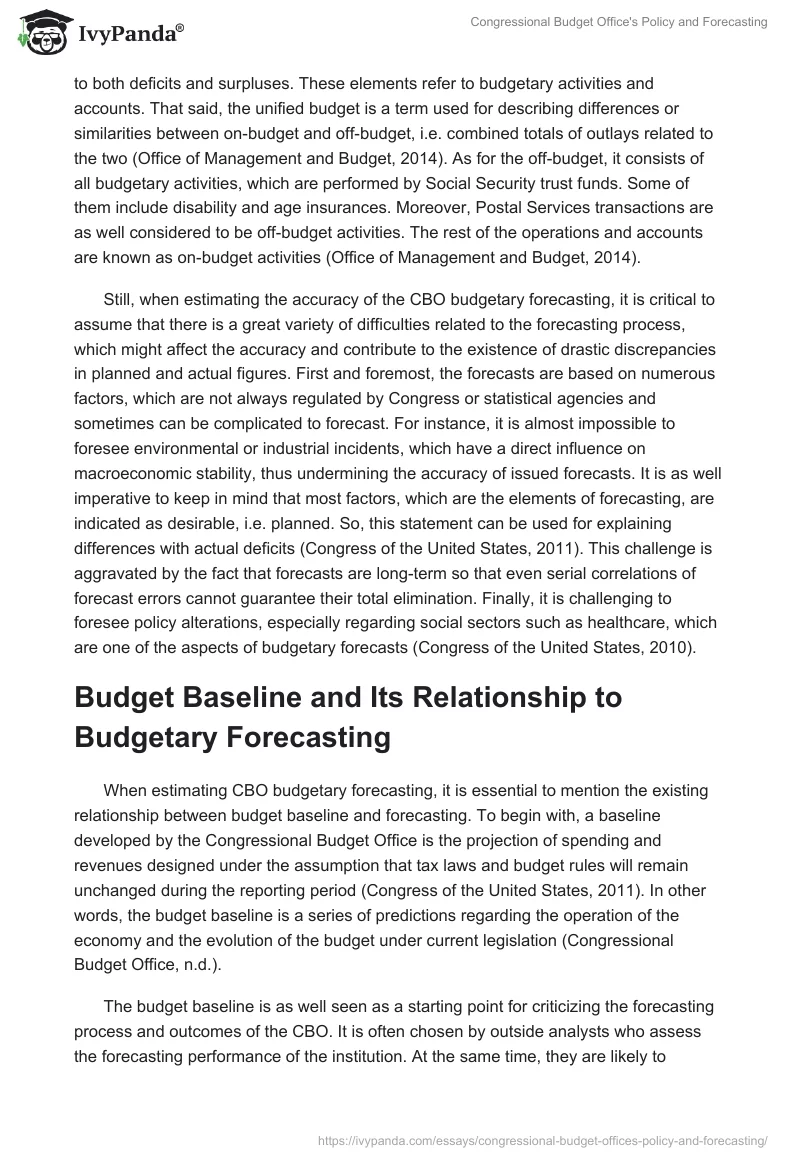 Congressional Budget Office's Policy and Forecasting. Page 2