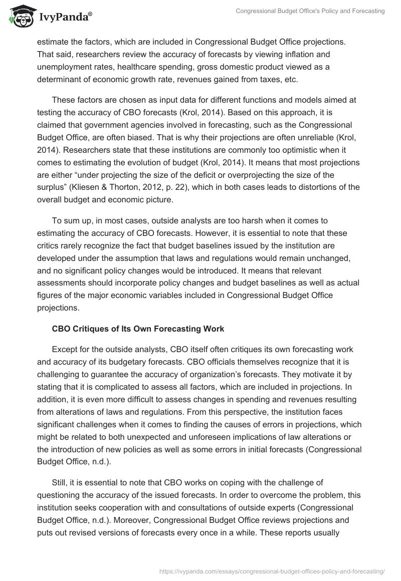 Congressional Budget Office's Policy and Forecasting. Page 3