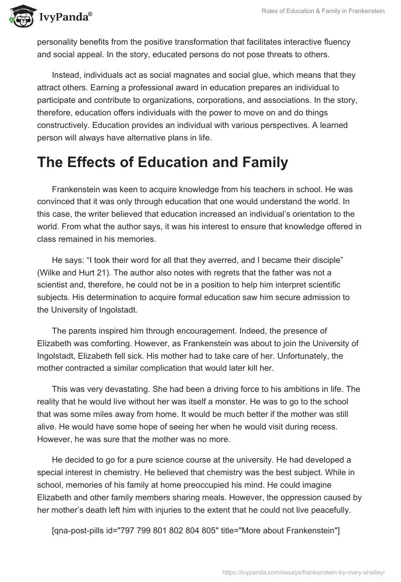 Roles of Education & Family in Frankenstein. Page 4