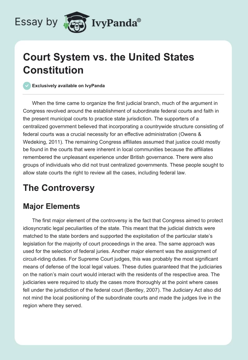 Court System vs. the United States Constitution. Page 1