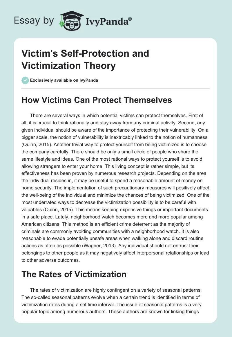 Victim's Self-Protection and Victimization Theory. Page 1