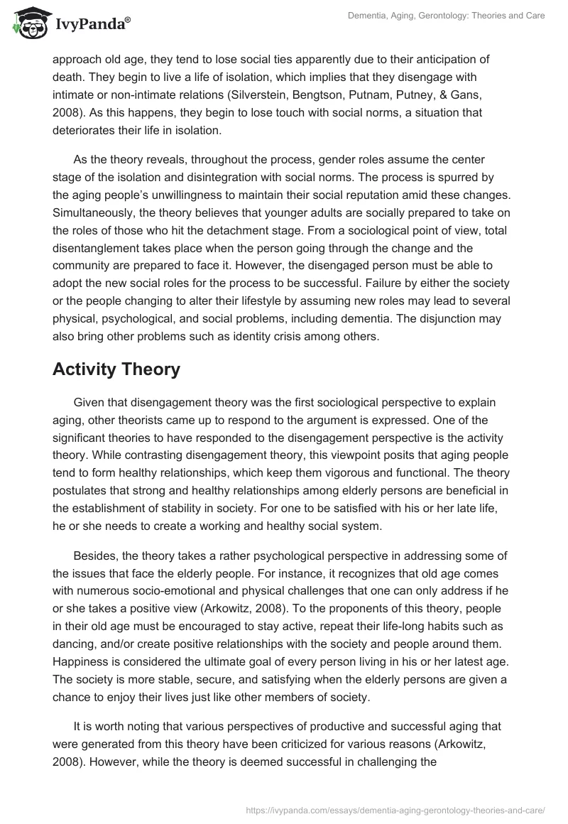 Dementia, Aging, Gerontology: Theories and Care. Page 2