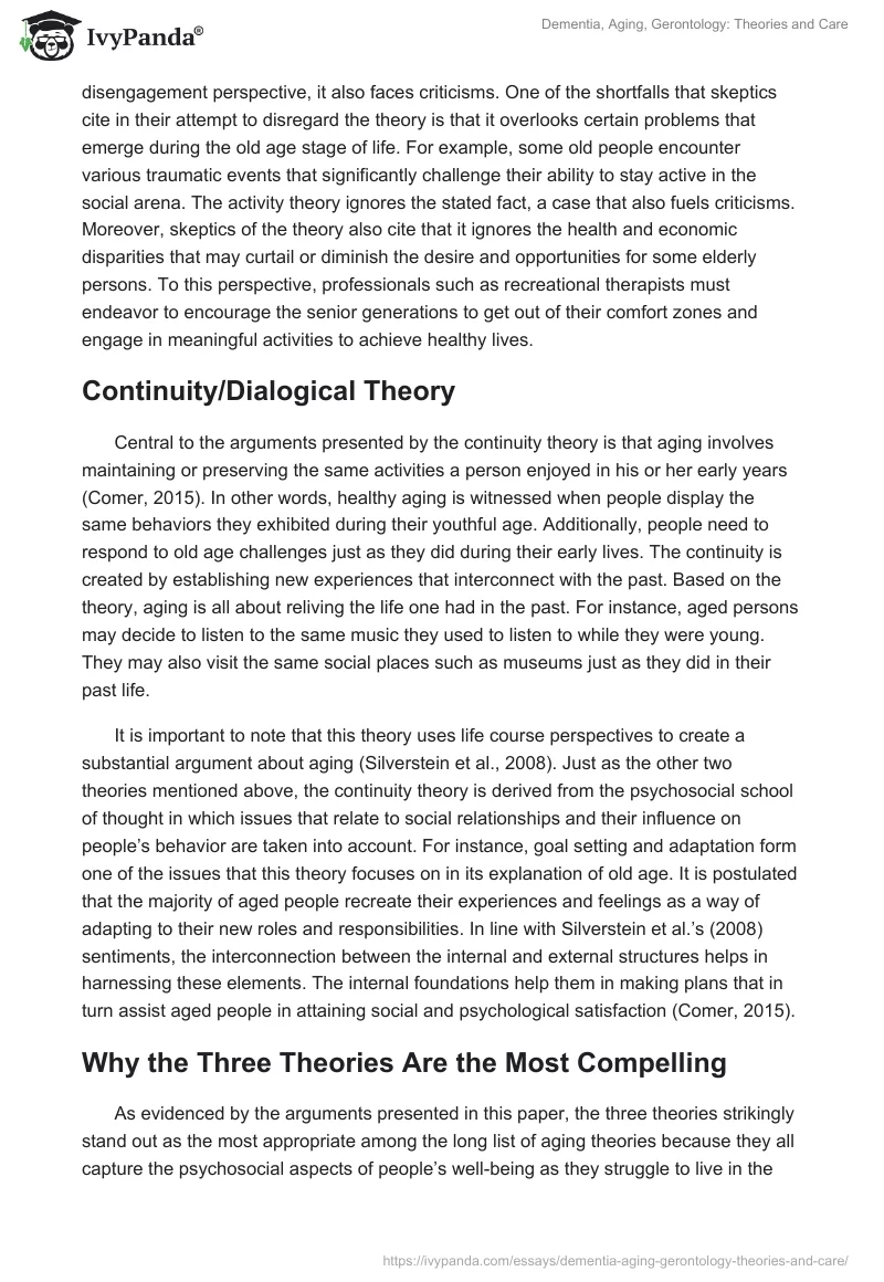 Dementia, Aging, Gerontology: Theories and Care. Page 3
