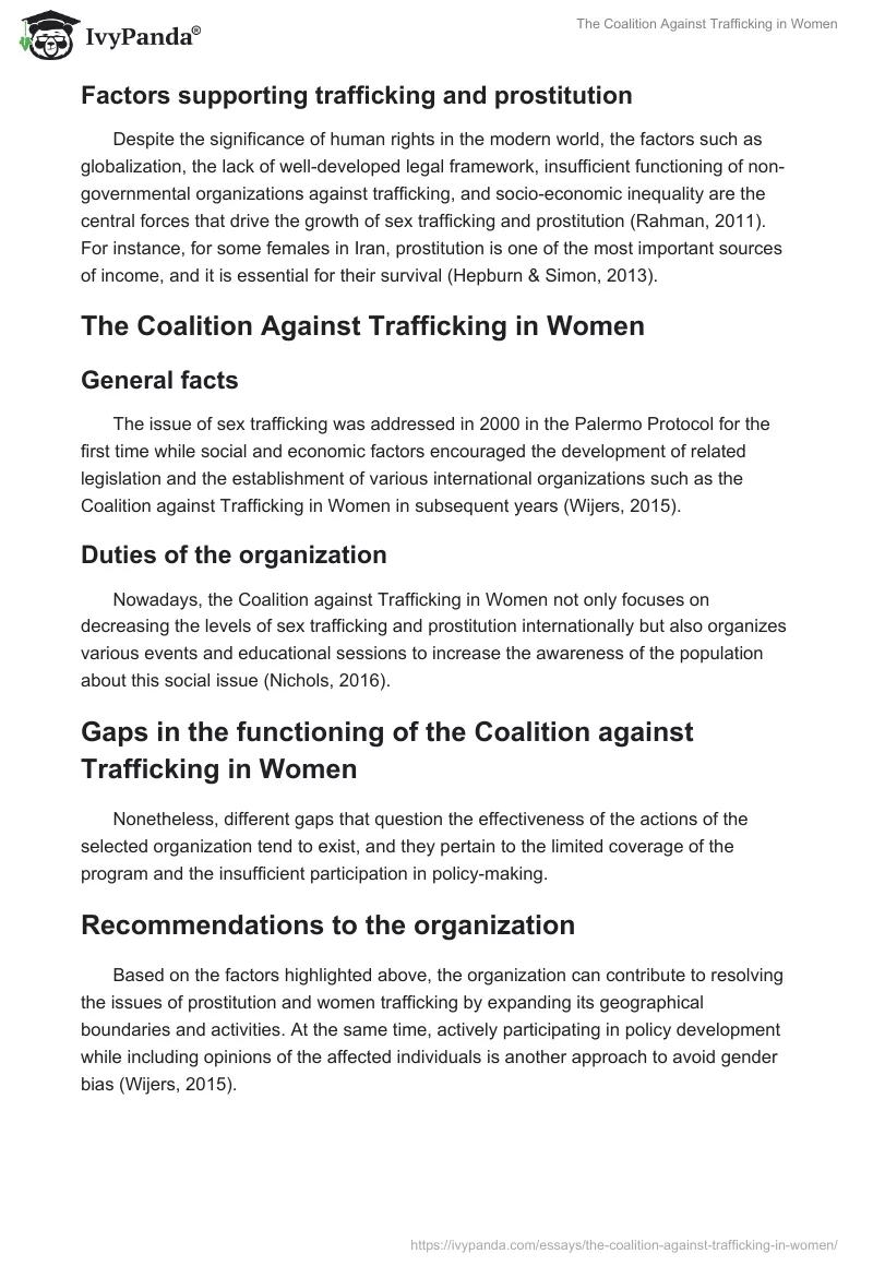 The Coalition Against Trafficking in Women. Page 2