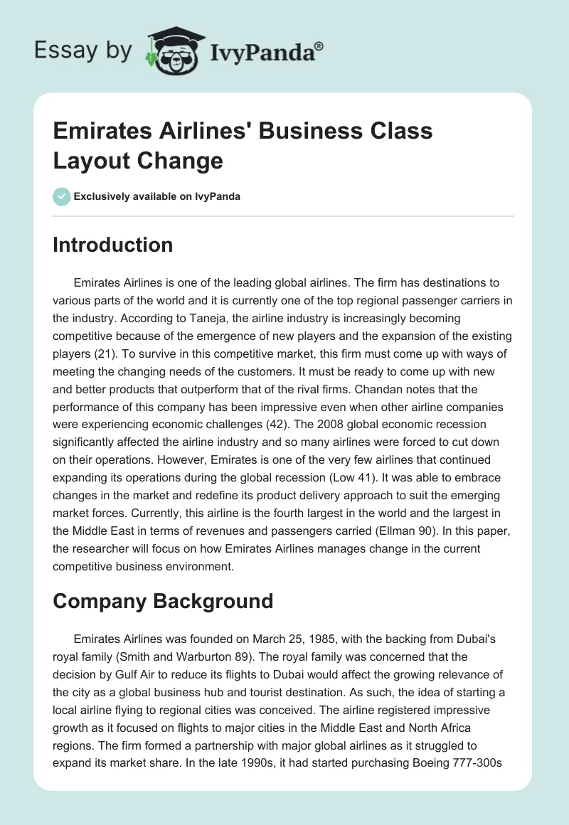 Emirates Airlines' Business Class Layout Change. Page 1