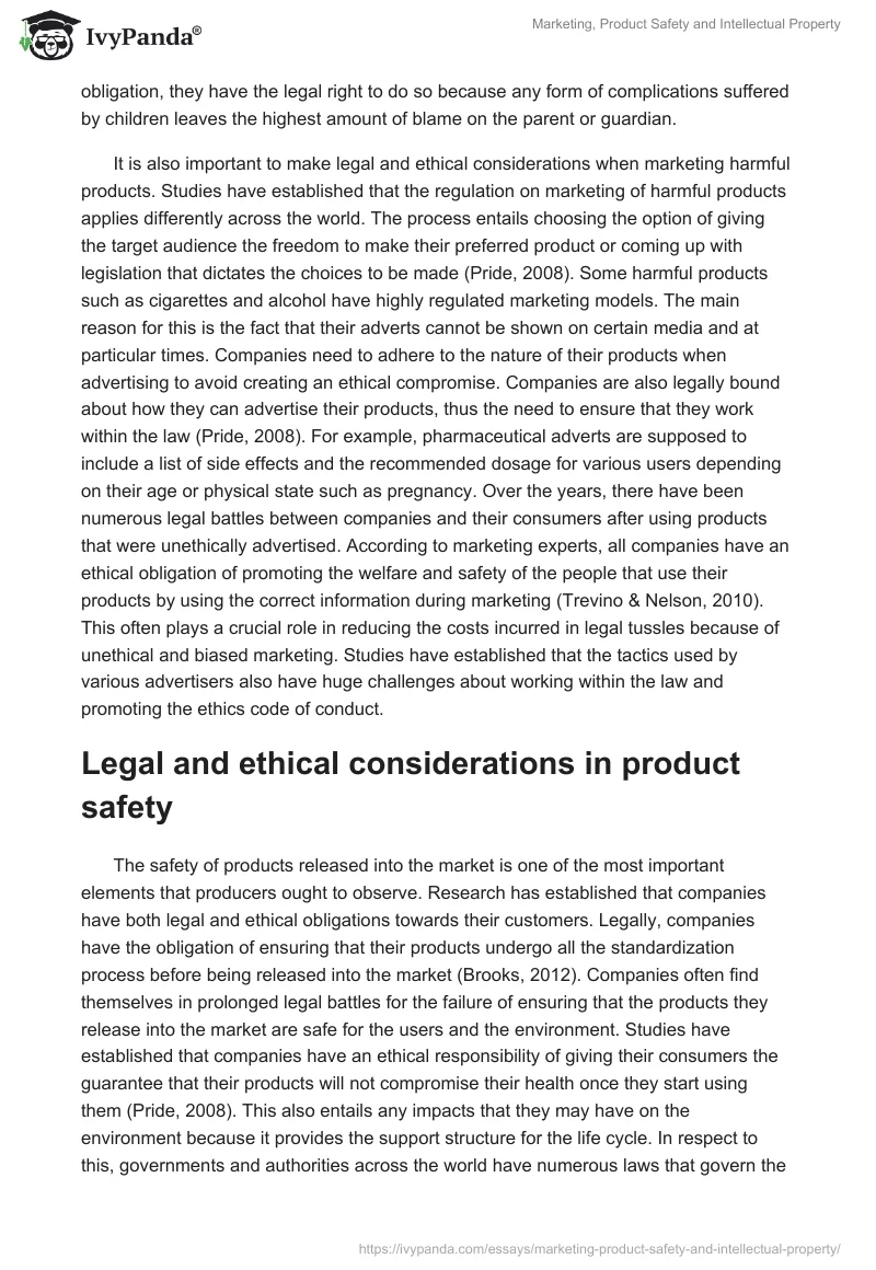 Marketing, Product Safety and Intellectual Property. Page 3