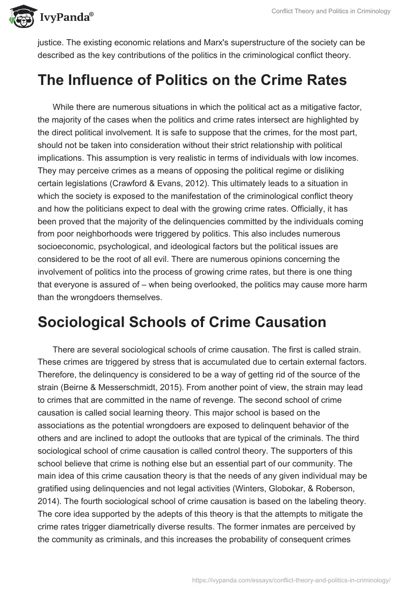 Conflict Theory and Politics in Criminology. Page 2