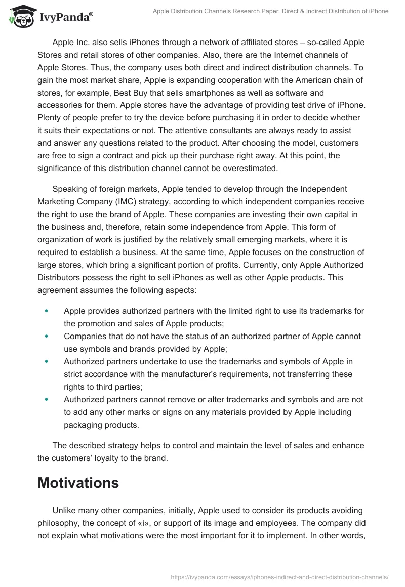 Apple Distribution Channels Research Paper: Direct & Indirect Distribution of iPhone. Page 3