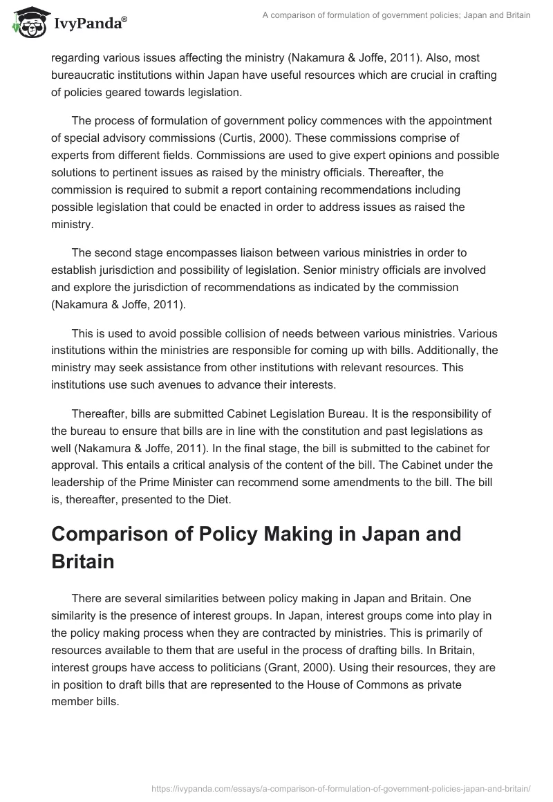A comparison of formulation of government policies; Japan and Britain. Page 2
