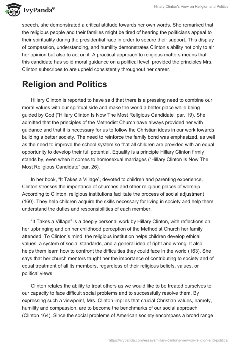 Hillary Clinton's View on Religion and Politics. Page 3