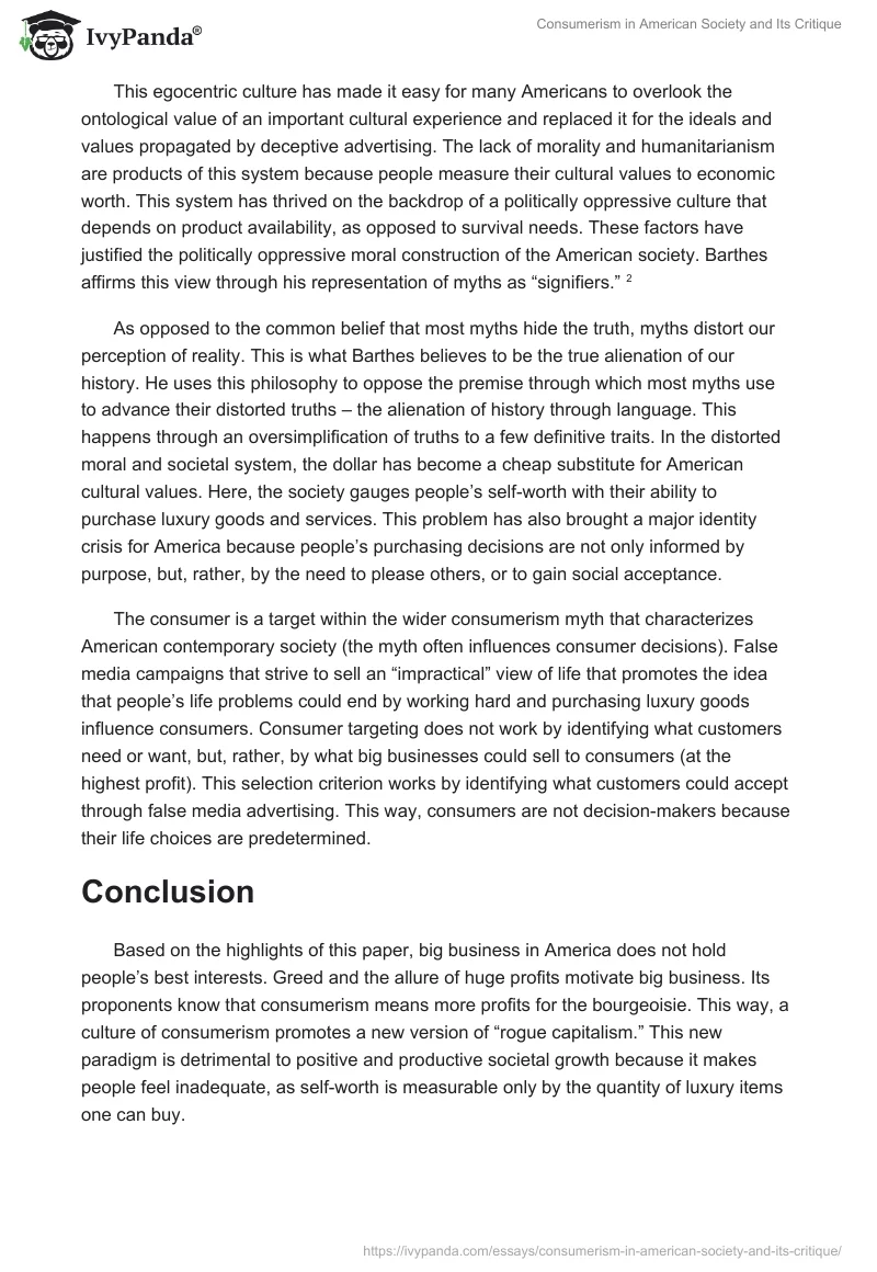 Consumerism in American Society and Its Critique. Page 2