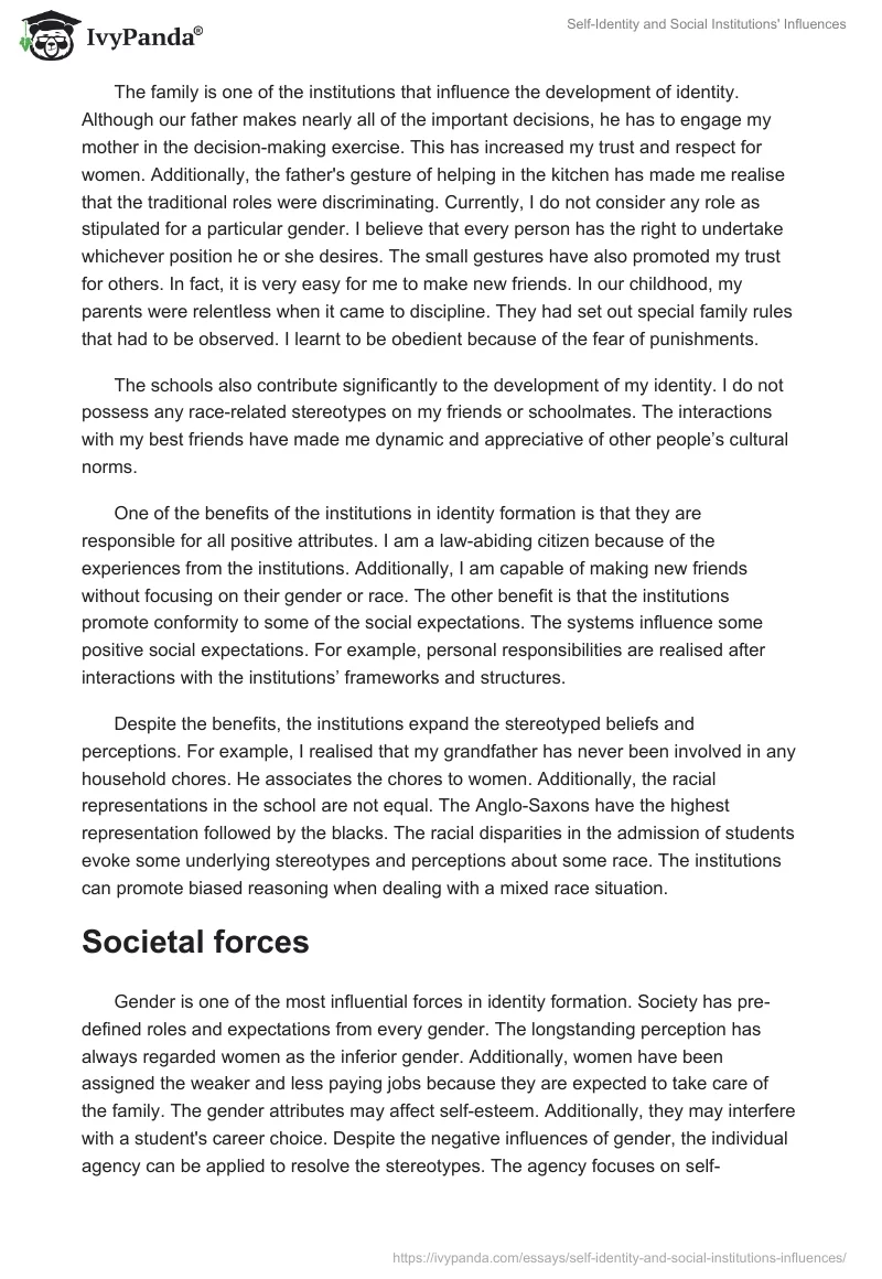 Self-Identity and Social Institutions' Influences. Page 2