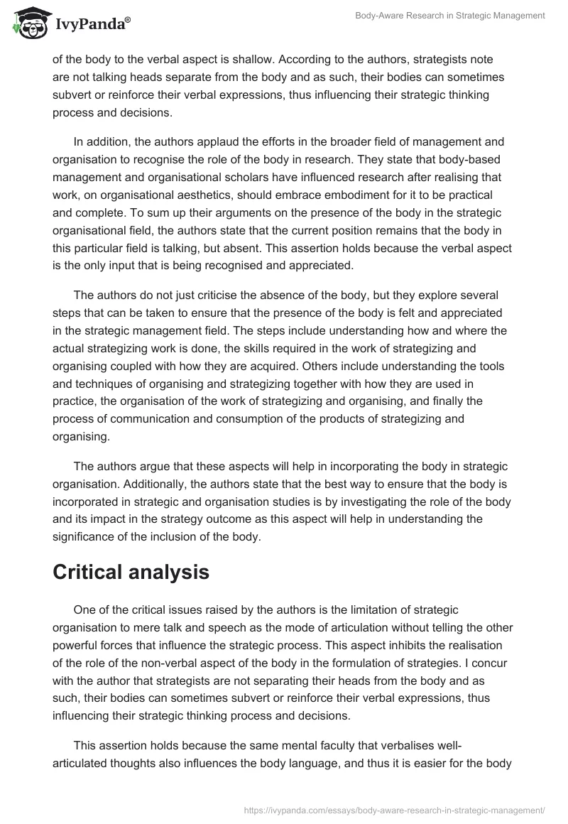 Body-Aware Research in Strategic Management. Page 2