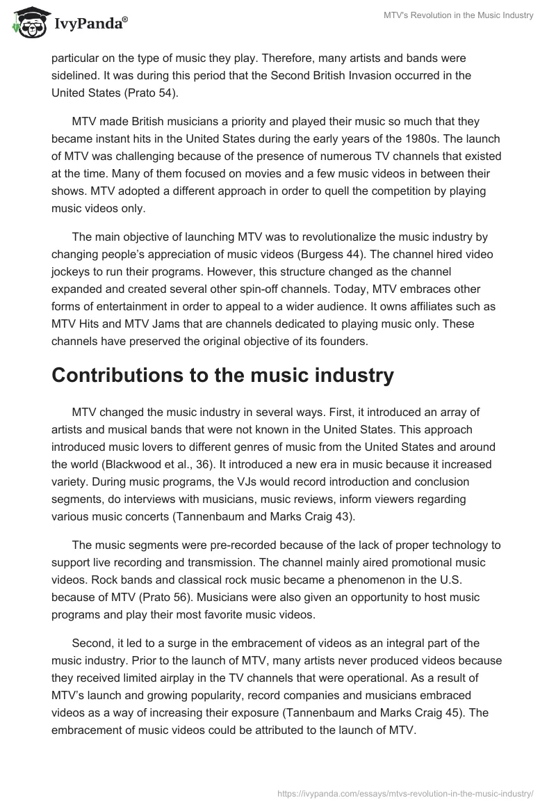 MTV's Revolution in the Music Industry. Page 2