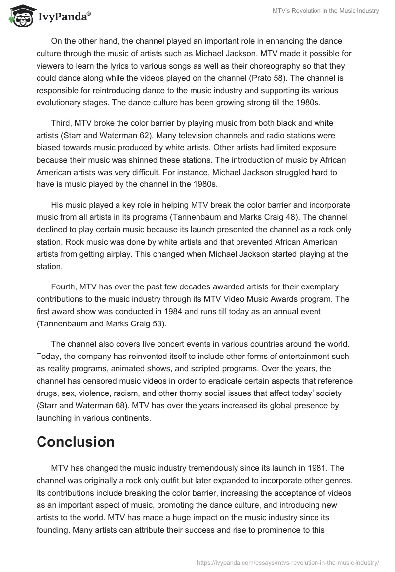 MTV's Revolution in the Music Industry. Page 3