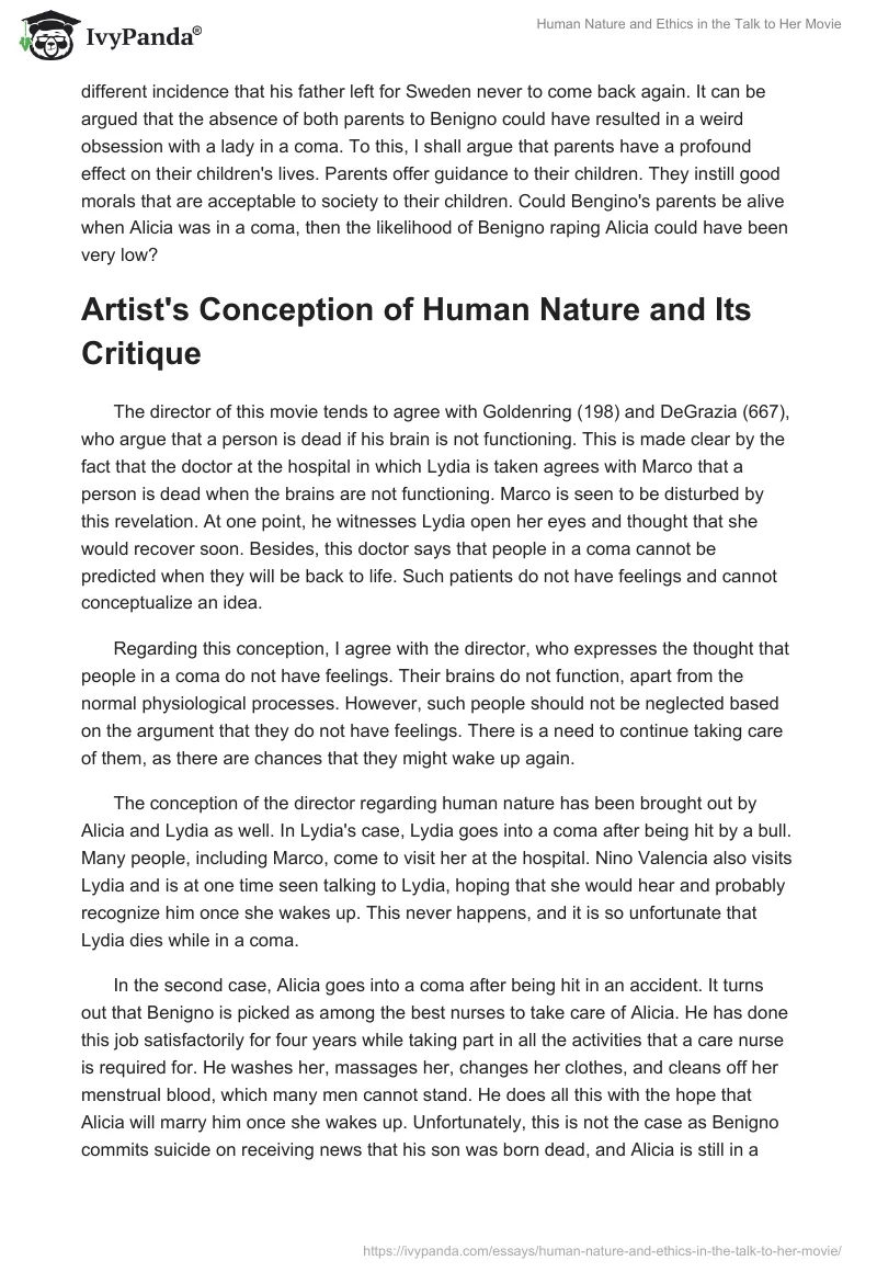 Human Nature and Ethics in the "Talk to Her" Movie. Page 3
