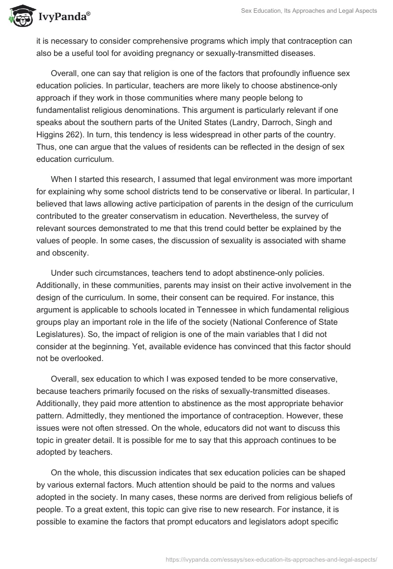 Sex Education, Its Approaches and Legal Aspects. Page 2
