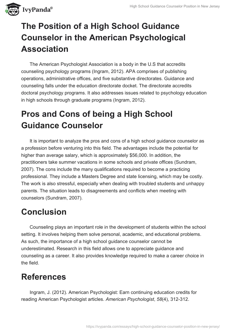 High School Guidance Counselor Position in New Jersey. Page 3