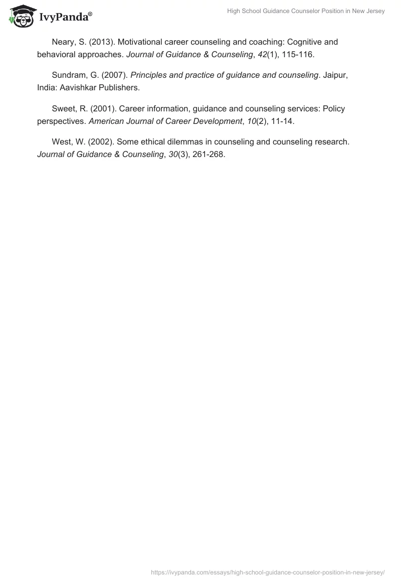 High School Guidance Counselor Position in New Jersey. Page 4