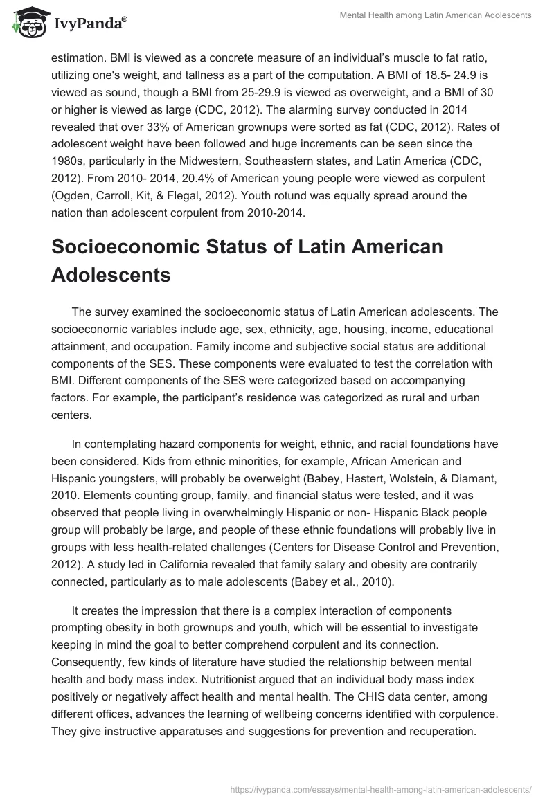 Mental Health Among Latin American Adolescents. Page 2