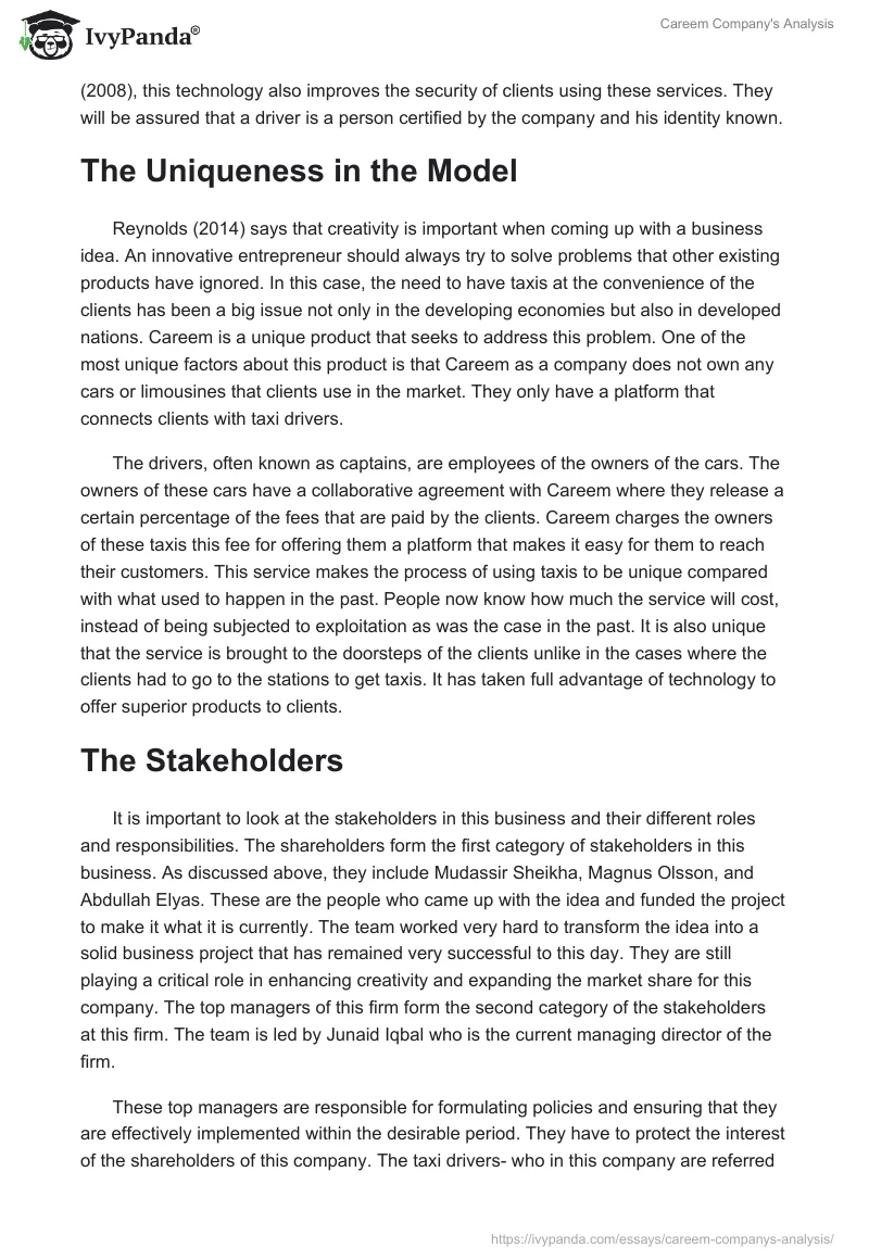 Careem Company's Analysis. Page 4