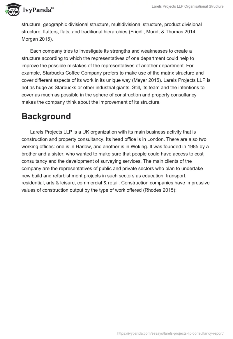Larels Projects LLP Organisational Structure. Page 2
