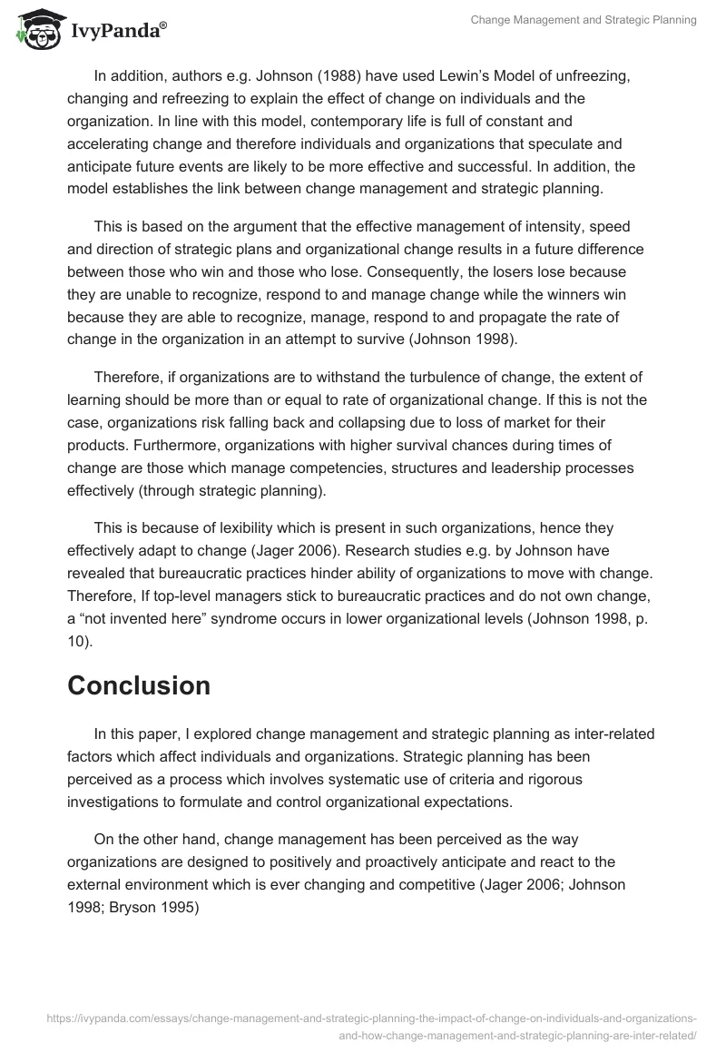 Change Management and Strategic Planning. Page 4