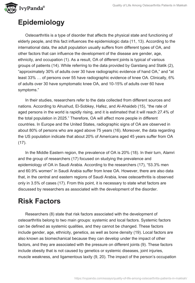 Quality of Life Among Osteoarthritis Patients in Makkah. Page 2