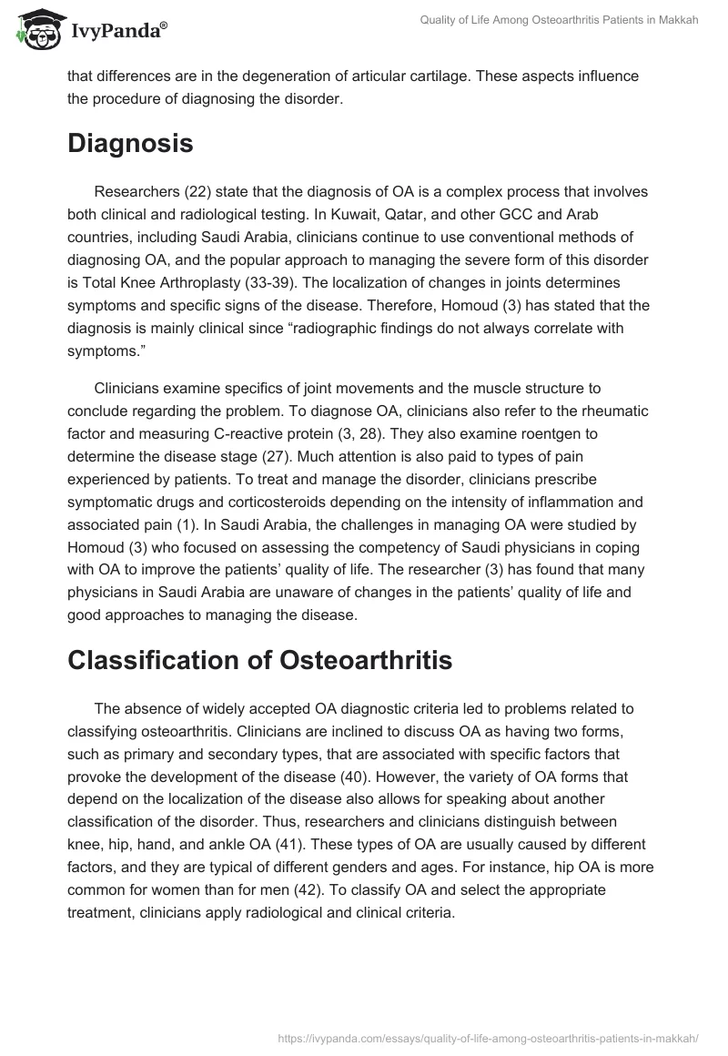 Quality of Life Among Osteoarthritis Patients in Makkah. Page 4