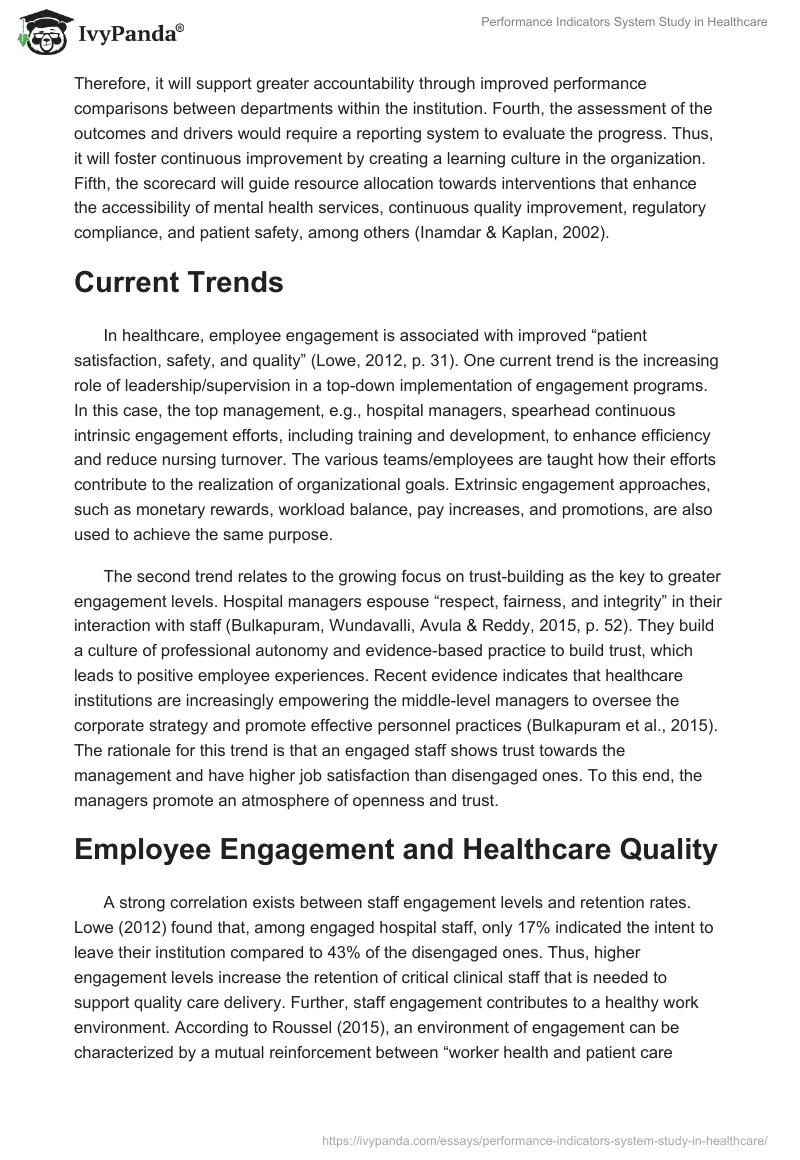 Performance Indicators System Study in Healthcare. Page 5
