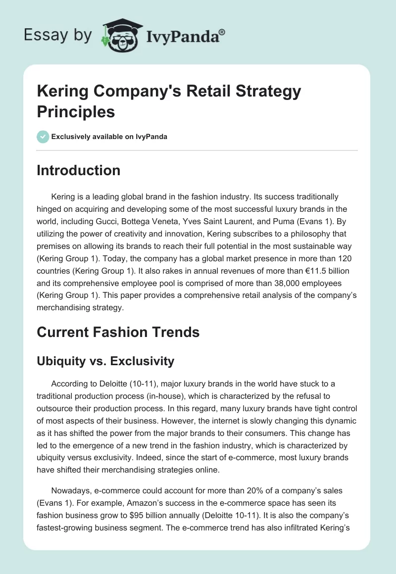 Kering Company's Retail Strategy Principles. Page 1