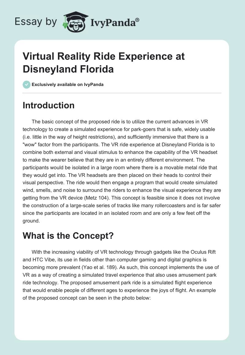 Virtual Reality Ride Experience at Disneyland Florida. Page 1