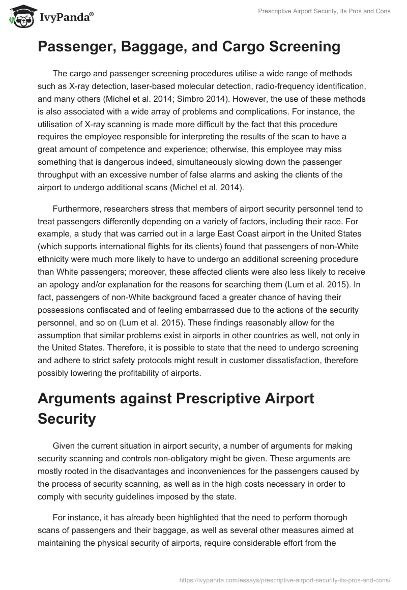 Prescriptive Airport Security, Its Pros and Cons. Page 5