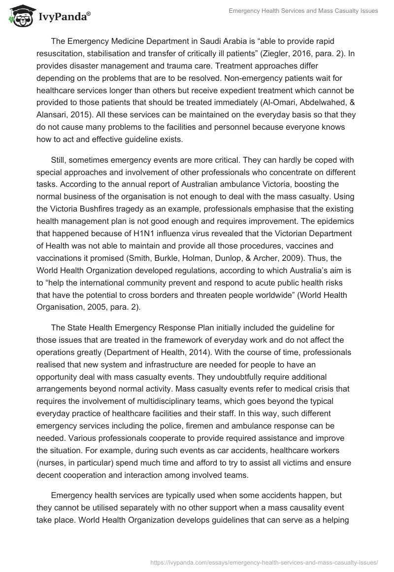 Emergency Health Services and Mass Casualty Issues. Page 3