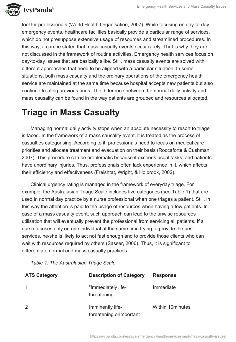 Emergency Health Services and Mass Casualty Issues. Page 4