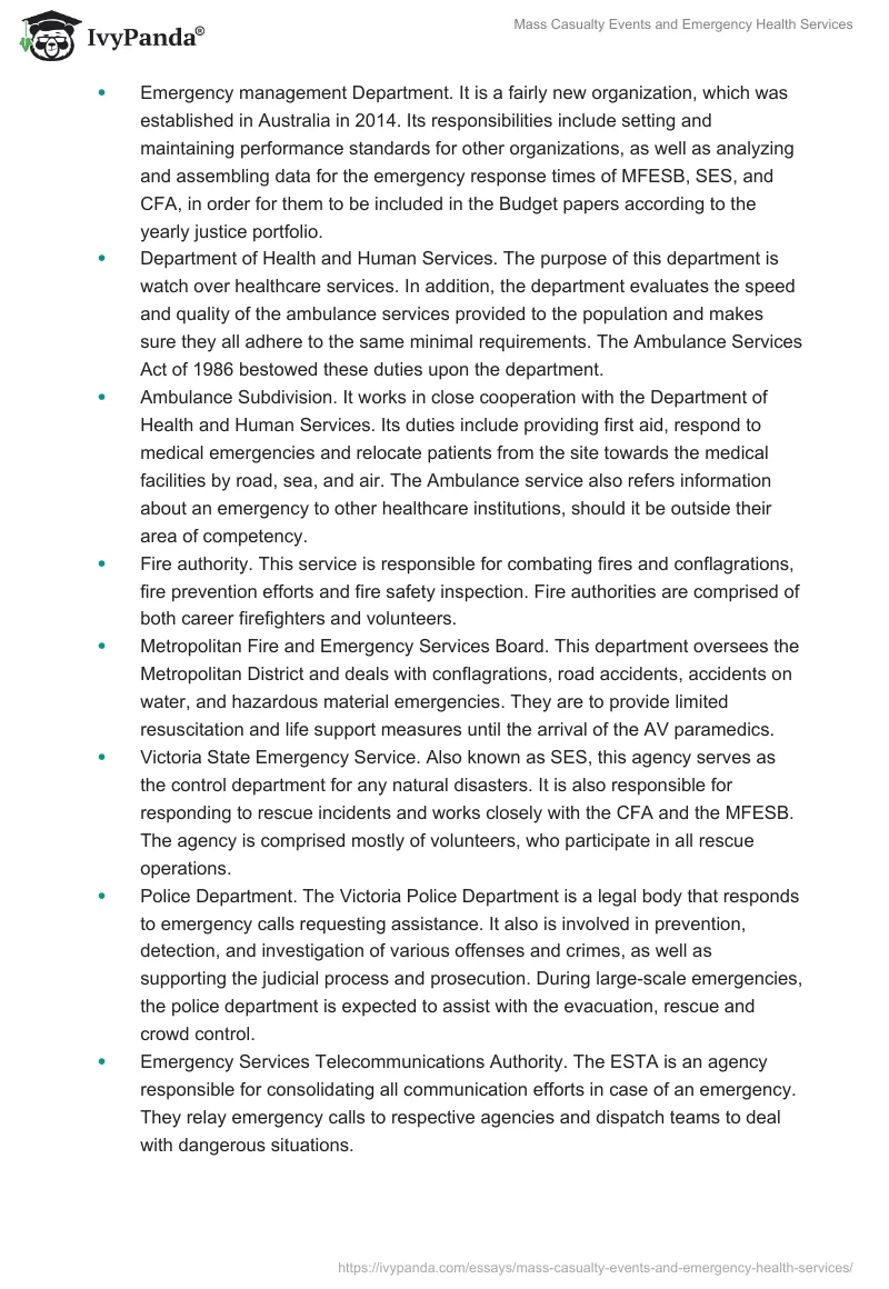 Mass Casualty Events and Emergency Health Services. Page 3