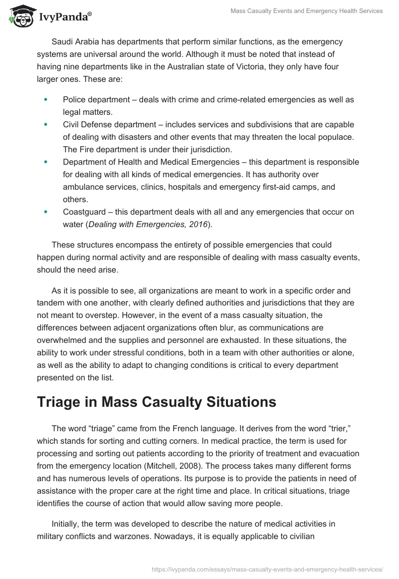 Mass Casualty Events and Emergency Health Services. Page 4